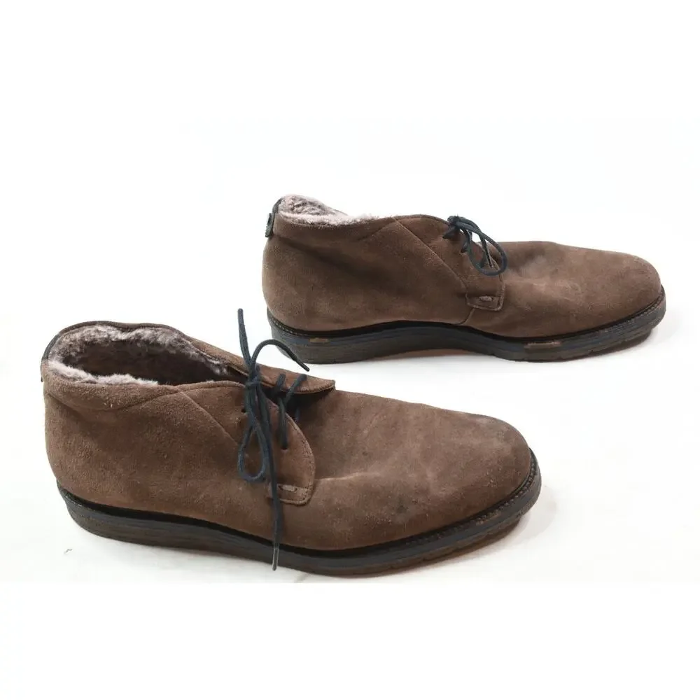 Hugo Boss Orange Label Sherpa Lined Chukka Boots Mens 43 Brown Suede Lace-Up
